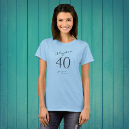 40:e födelsedag Grått-skript i Party Blue T Shirt