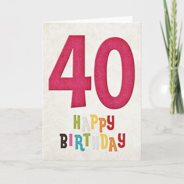 40:e födelsedag, Grattis på födelsedagen-kort 3 Kort (Framsida)