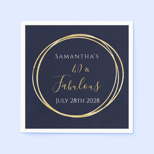 40:e födelsedag Guld Födelsedagsfest Pappersservett (Skapare uppladdad)