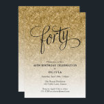 40:e födelsedag Guld Ombre Glitter Inbjudningar<br><div class="desc">Trendiget guld ombre glitter födelsedagsfest inbjudan kännetecknas av guld glatt glitter och en djärv typografirubrik. Lägg till anpassningsbarna med hjälp av mallformuläret. Ytterligare alternativ för text och layout är tillgängliga om du väljer att anpassa ytterligare.</div>