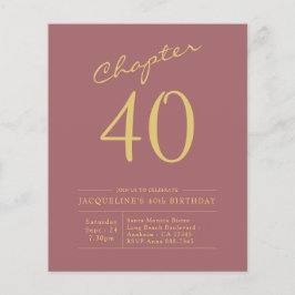 40:e födelsedag Guld Rosa budgetinbjudan Flygblad