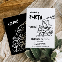 40:e födelsedag Hand plockade Champagne-inbjudan