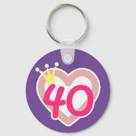 40:e födelsedag Heart Princess Krona Rosa Nyckelring