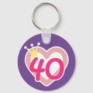 40:e födelsedag Heart Princess Krona Rosa Nyckelring
