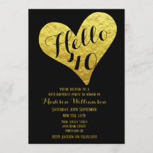 40:e födelsedag Hej 40 Black and Faux Guld Heart