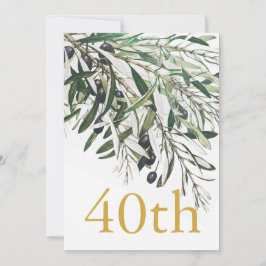 40:e födelsedag i italienska Guld Olive Gren-Elega Inbjudningar