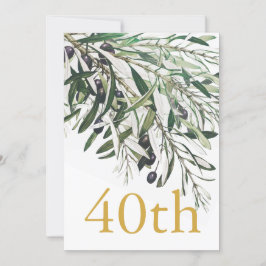 40:e födelsedag i italienska Guld Olive Gren-Elega Inbjudningar
