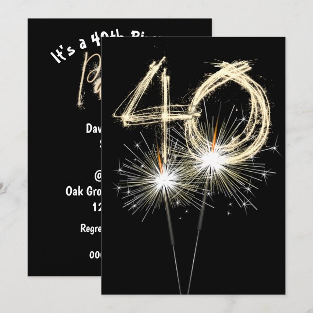 40:e födelsedag i Party Inbjudningar (Fram/baksida)
