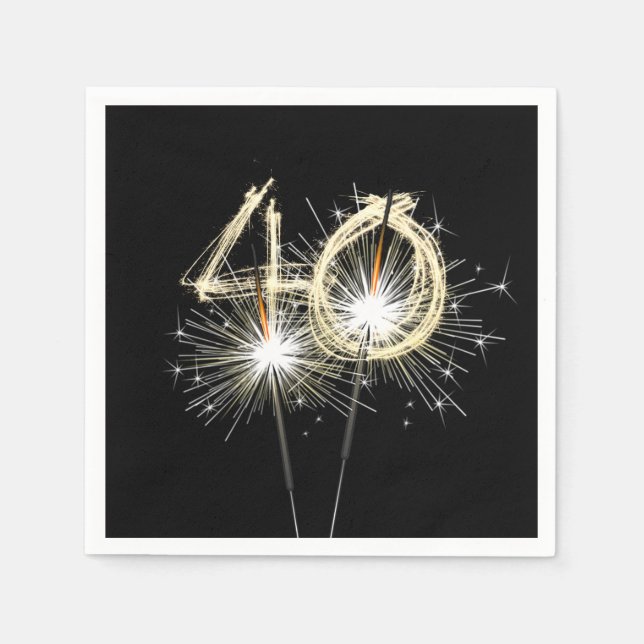 40:e födelsedag i Party på svarta Pappersservett (Framsidan)