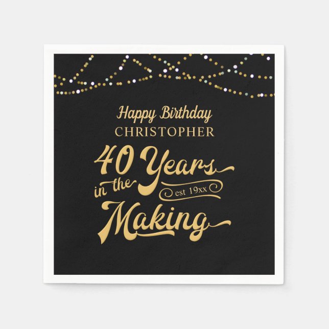 40:e födelsedag I SKAPAR Grattis på födelsedagen Pappersservett (Framsidan)