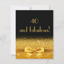 40:e födelsedag, inbjudan till fest svart med guld