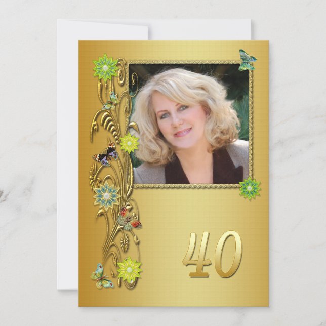 40:e födelsedag - inbjudan till Golden Garden (Framsida)