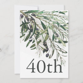 40:e födelsedag Italienska Eleganten Olive Gren Inbjudningar