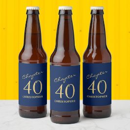 40:e födelsedag Kapitel 40 Blue Guld Ölflaska Etikett