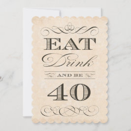 40:e födelsedag Katt Party och torka upp sig 40 Inbjudningar
