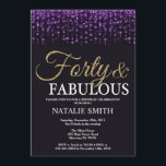 40:e födelsedag Lila och Guld Glitter Inbjudningar<br><div class="desc">40:e födelsedagsinbjudan. Fyrtio och Fabulous. Svart Lila och Guld Glitter. Vuxens Födelsedagsfest. För manar eller kvinnor. Om du vill göra ytterligare anpassningar klickar du på knappen "Anpassa" och användor verktyg som är utformat för att ändra mallen.</div>