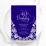 40:e födelsedag Lila Silver Ro Inbjudningar<br><div class="desc">Lila silver elegant 40-årsfestinbjudan. Klassdesign med ro,  faux silver-folie och typsnitt för typsnitt. Trendig inbjudan-kortets perfekt för en snyggt kvinnlig dag firande. Anpassa med dina egna detaljer. Kan anpassas till vilken ålder som helst. Skrivna Zazzle-inbjudningar eller digital utskrivbar mall för omedelbar nedladdning.</div>