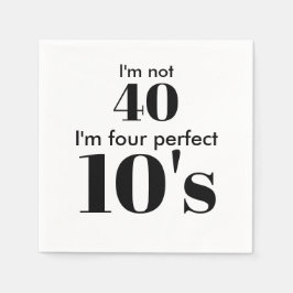 40:e födelsedag med fyra perfekter svart grafisk t pappersservett