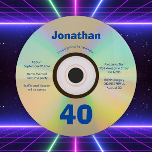 40:e födelsedag med Party Retro 90-talet Musik med Inbjudningar
