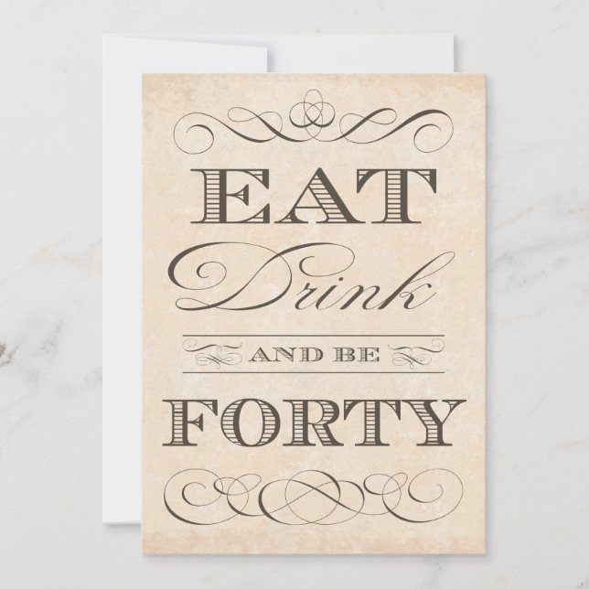 40:e födelsedag Middagen i Party Ät Drick och var  Inbjudningar (Framsida)