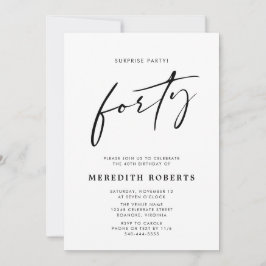 40:e födelsedag - Modern skript i Chicen Party Inbjudningar