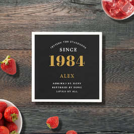 40:e födelsedag Namn 1984 Svarta Guld-Elegantens C Pappersservett