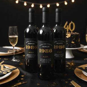 40:e födelsedag Namn 1984 Svarta Guld-Elegantens C Vinflaska Etikett