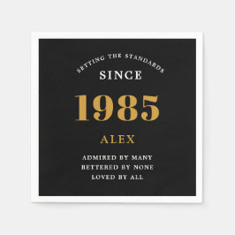 40:e födelsedag Namn 1985 Svarta Guld-Elegantens C Pappersservett