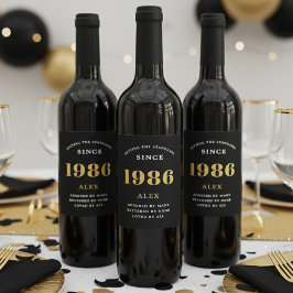 40:e födelsedag Namn 1986 Svarta Guld-Elegantens C Vinflaska Etikett