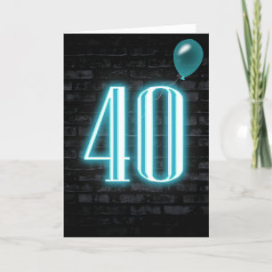 40:e födelsedag Neon-skylt på bricka Kort