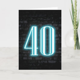40:e födelsedag Neon-skylt på bricka Kort