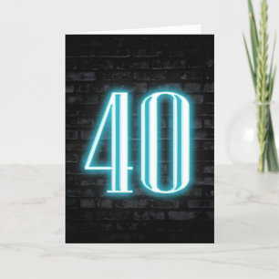40:e födelsedag Neon-skylt på bricka Kort