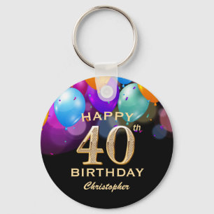 40:e födelsedag Party Black och Guld Nyckelring
