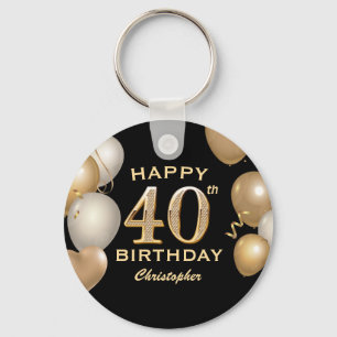 40:e födelsedag Party Black och Guld Nyckelring