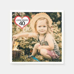 40:e födelsedag Party-blöjor med foto Pappersservett