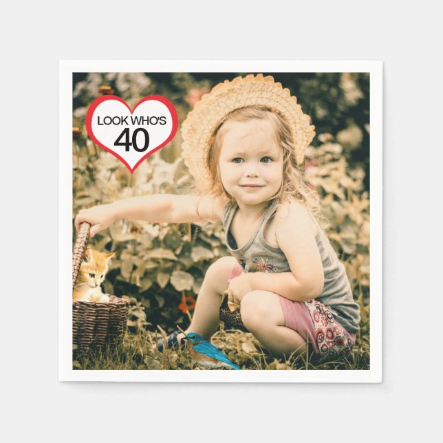 40:e födelsedag Party-blöjor med foto Pappersservett (Framsidan)