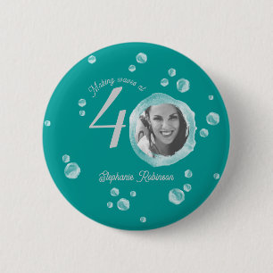 40:e födelsedag Party Bubble Mörk Teal Knapp
