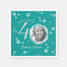 40:e födelsedag Party: Bubble Ocean Teal Pappersservett