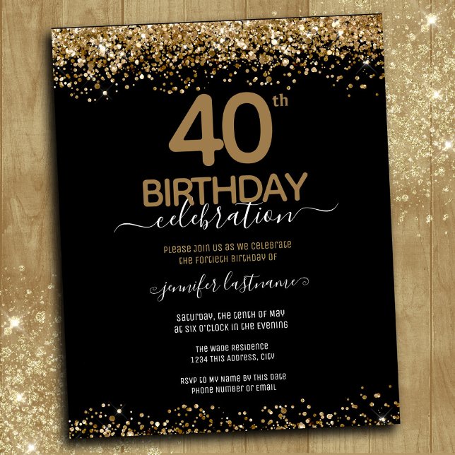 40:e födelsedag Party budgetinbjudan (Skapare uppladdad)