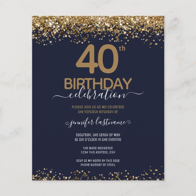 40:e födelsedag Party budgetinbjudan (Framsida)