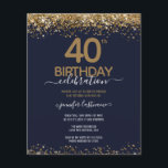 40:e födelsedag Party budgetinbjudan<br><div class="desc">Elegant Faux guld glitter med skuggande konfettsyror på översta sidan och grund gräns. All text är justerbar och lätt att ändra för dina egna behov i party. Underbar elegant 40-årsformatmall.</div>
