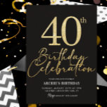 40:e födelsedag Party Elegant Black & Guld Glitter Inbjudningar<br><div class="desc">Den 40:e födelsedag med inbjudan till Elegant Black & Guld Glitter-Användan i Party är denna enkla och moderna inbjudan! Redigera bara text,  ladda ned den eller skriv ut den!</div>
