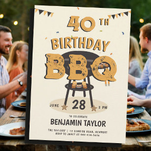 40:e födelsedag Party för manar bakgård, BBQ Rusti Inbjudningar
