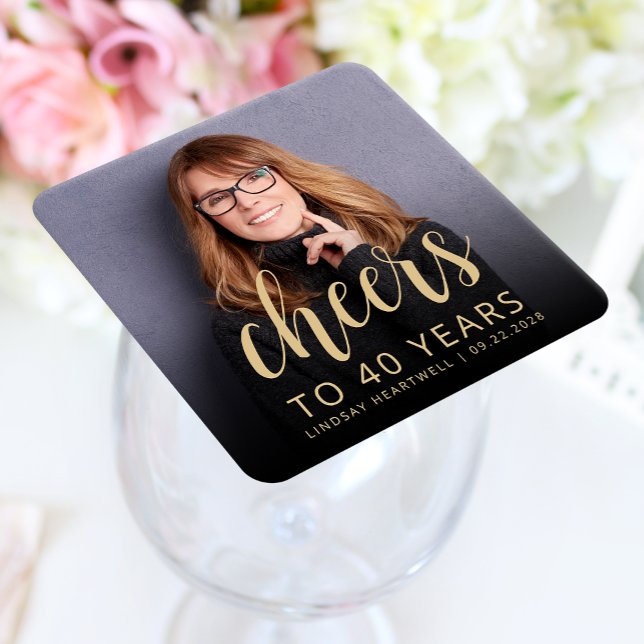 40:e födelsedag Party fotoboers Underlägg Papper Kvadrat (Skapare uppladdad)