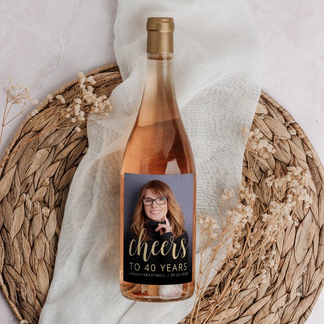 40:e födelsedag Party fotoboers Vinflaska Etikett (Skapare uppladdad)