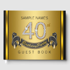 40:e födelsedag Party Guest Bok Black Guld