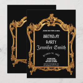 40:e födelsedag Party guld Inbjudningar
