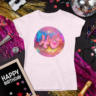 40:e födelsedag Party Guld Rosa Glitter Disco Boll T Shirt