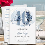 40:e födelsedag Party Kustblått Blommigt nummer 40 Inbjudningar<br><div class="desc">40:e födelsedag med nummer 40 dekorerat med ro-knoppar,  blomblommor och löv i kustblått och sand. Diskret feminin- och elegant-design med vattenfärgsarrangemang,  färgstänk och penseldrag. Perfekt för 40-årsdagen firande med kustvibe,  strandhus,  lakeside eller vatten frontplats till exempel.</div>