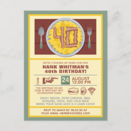 40:e födelsedag Party Manar Funny Bacon Theme Inbjudan Vykort
